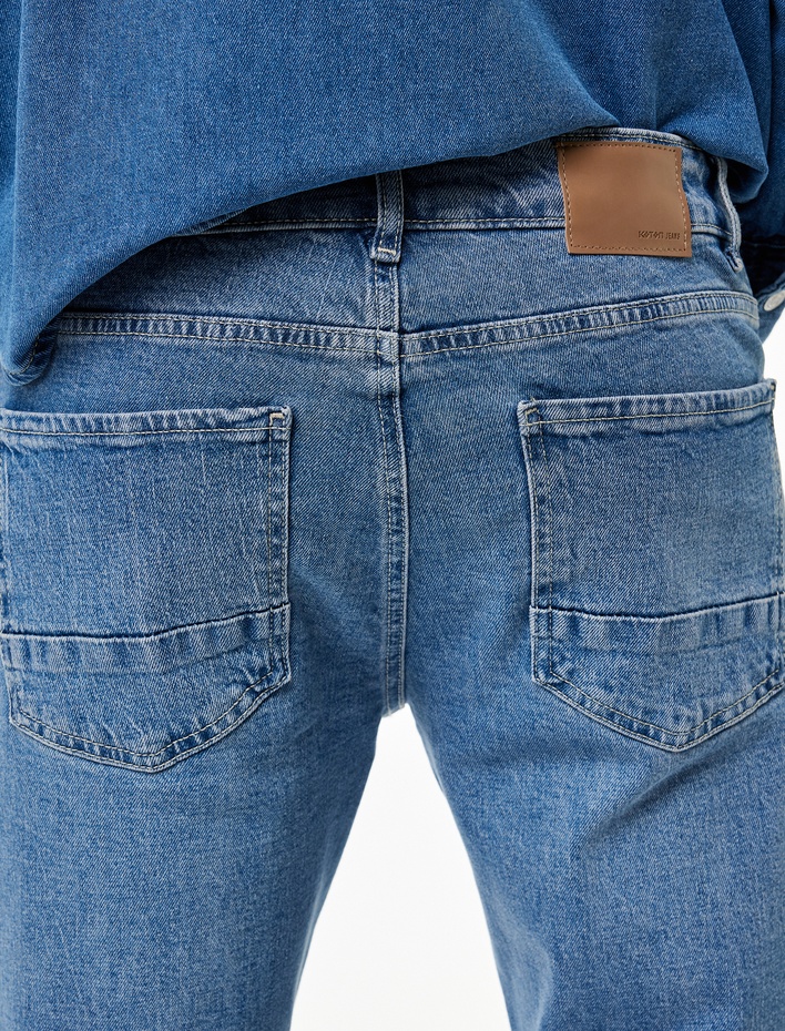  Pamuklu Normal Bel 5 Cepli Straight Fit Jean Pantolon - Mark Jean