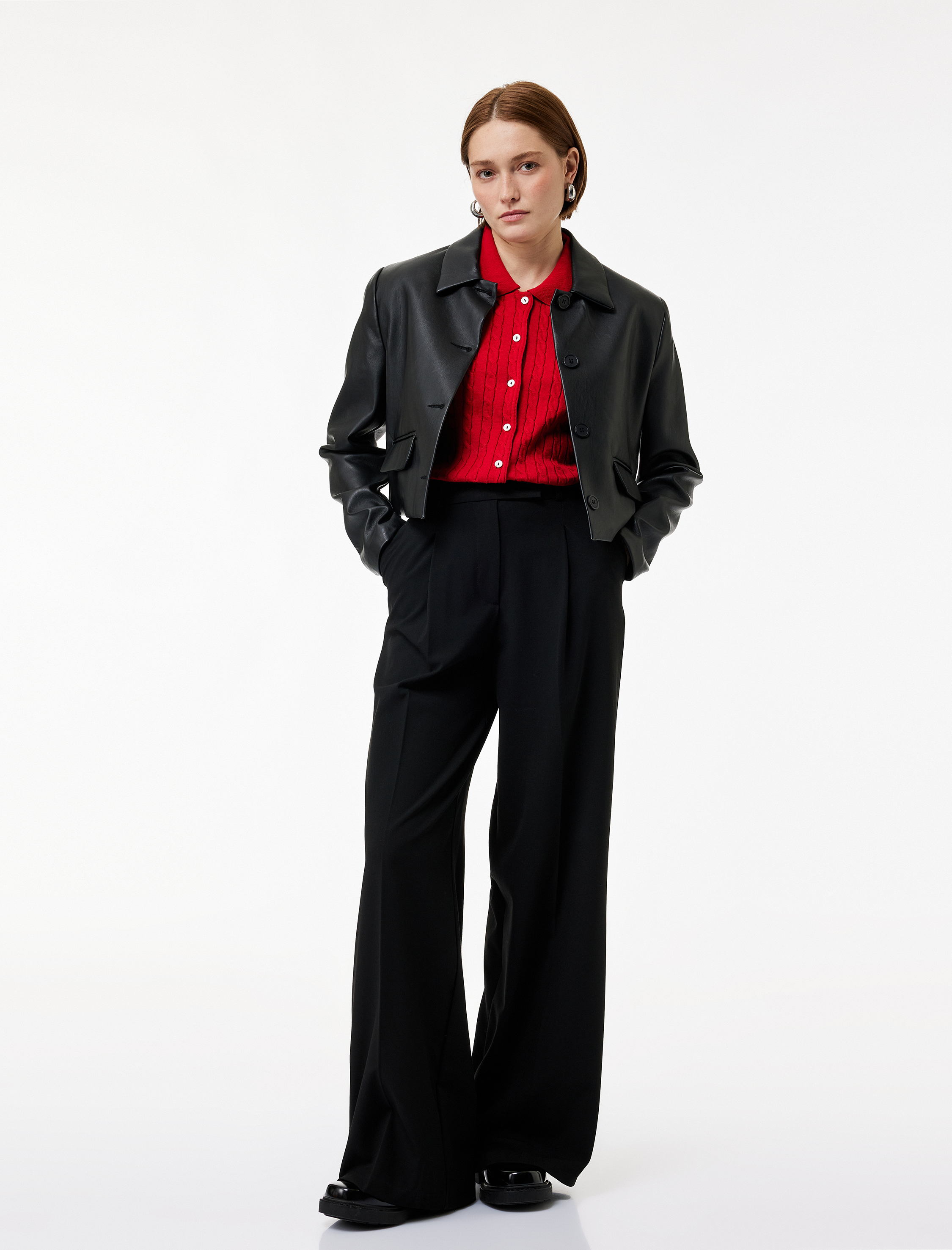   Cep Detaylı Normal Bel Geniş Paça Palazzo Pantolon