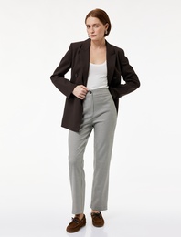 Viskon Karışımlı Regular Fit Ekoseli Cigarette Pantolon