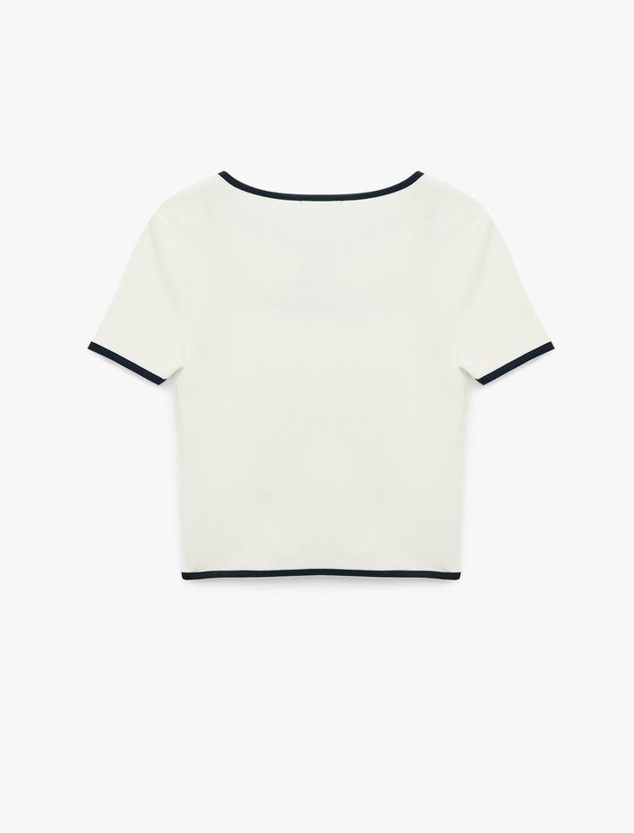  Kısa Kollu Bisiklet Yaka Hırka ve Askılı Bluz Takım