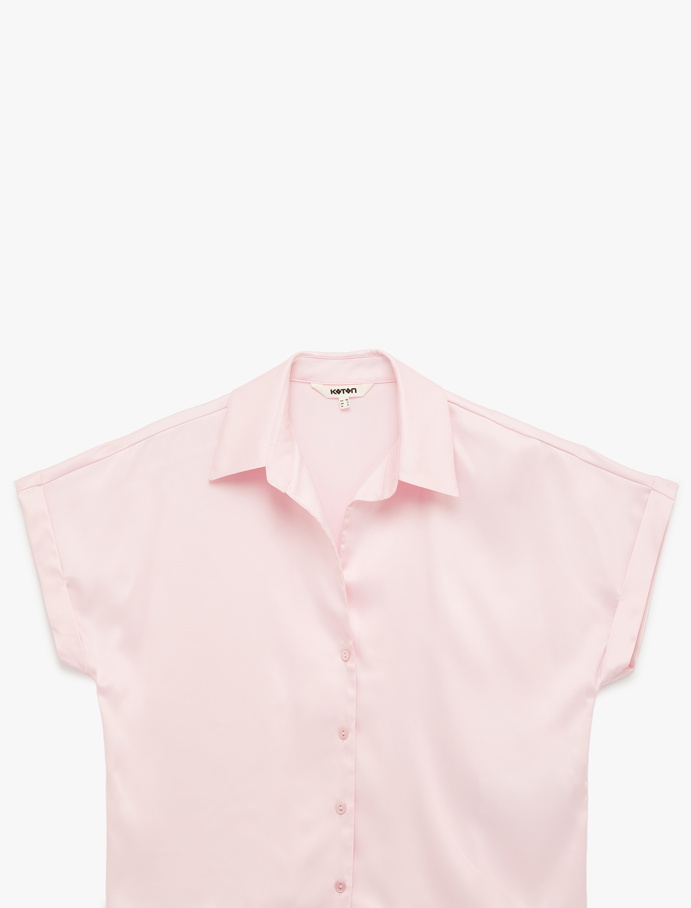   Kısa Kollu Kaçık Yaka Oversize Saten Gömlek