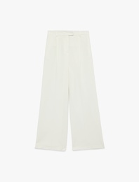 Pileli Cepli Geniş Paça Yüksek Bel Palazzo Pantolon