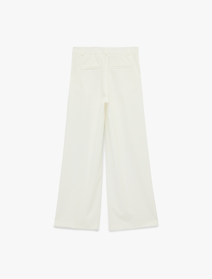  Pileli Cepli Geniş Paça Yüksek Bel Palazzo Pantolon