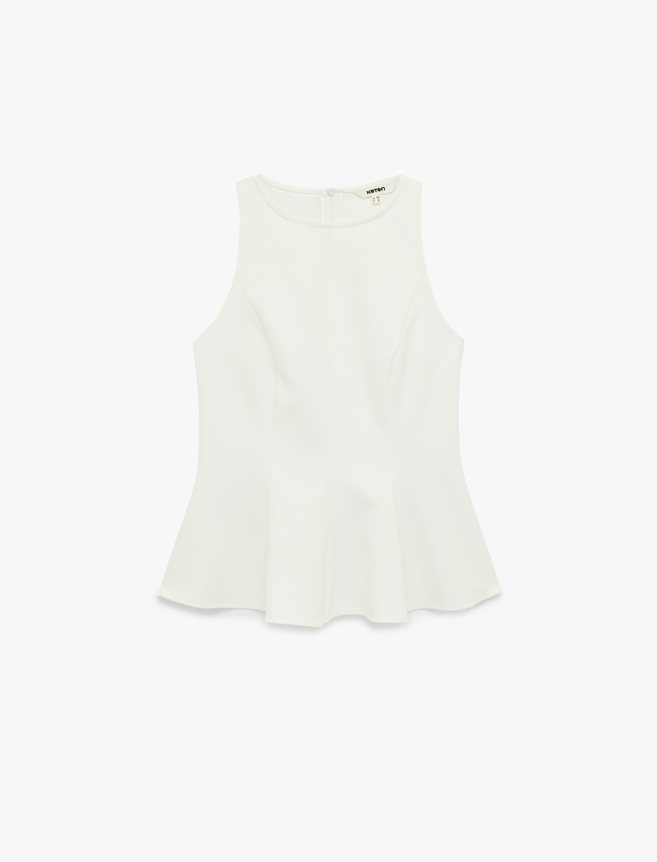   Slim Fit Kolsuz Bisiklet Yaka Peplum Bluz