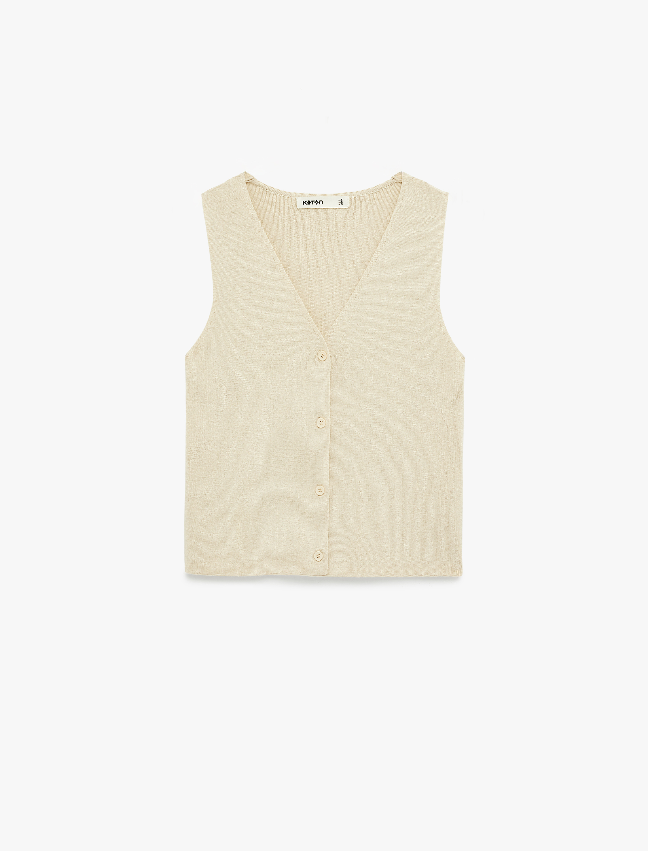   V Yaka Düğmeli Triko Yelek