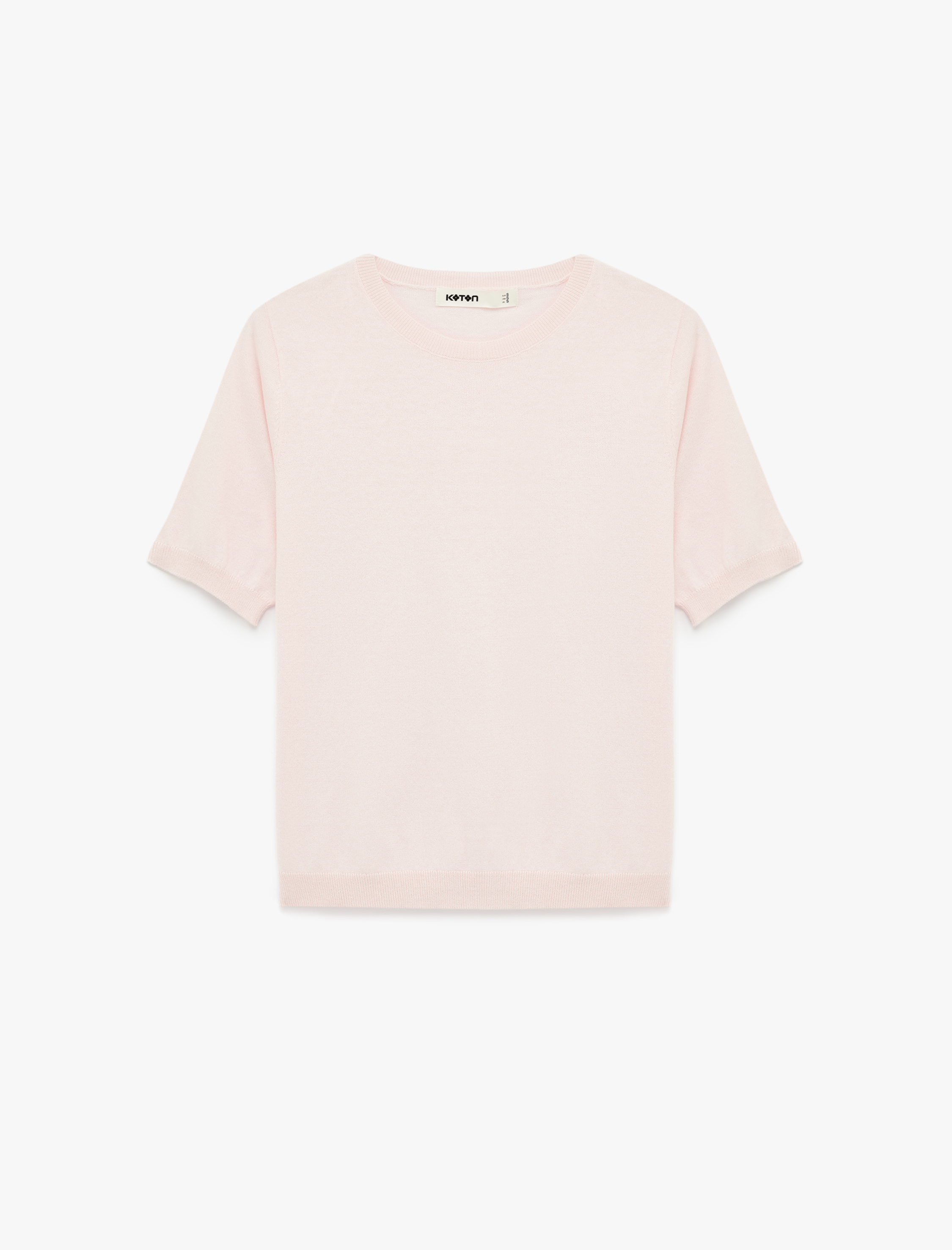   Pamuklu Kısa Kollu Bisiklet Yaka Triko Kazak