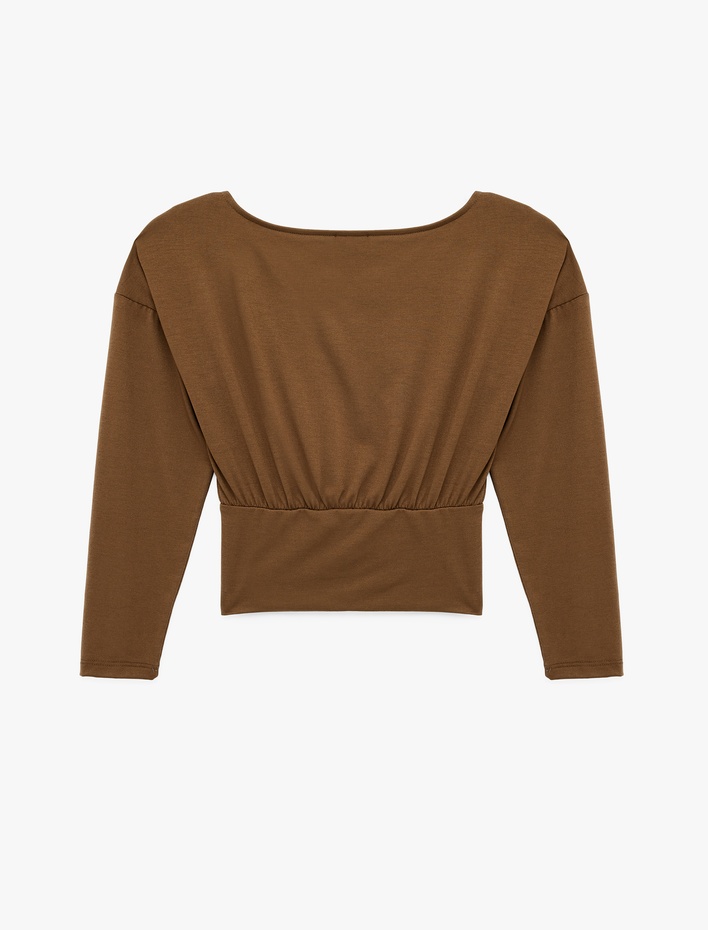  Regular Fit Uzun Kollu Kayık Yuvarlak Yaka Tişört