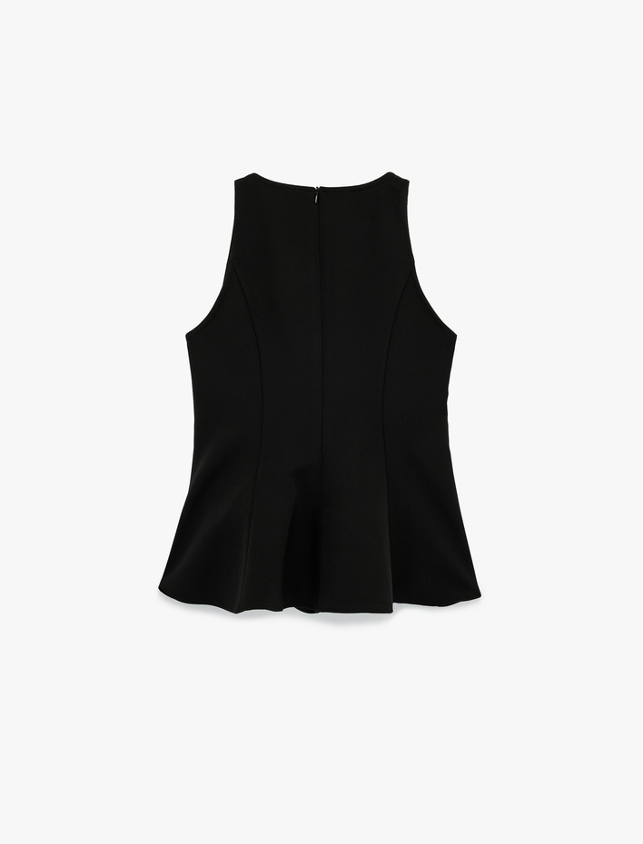  Slim Fit Kolsuz Bisiklet Yaka Peplum Bluz