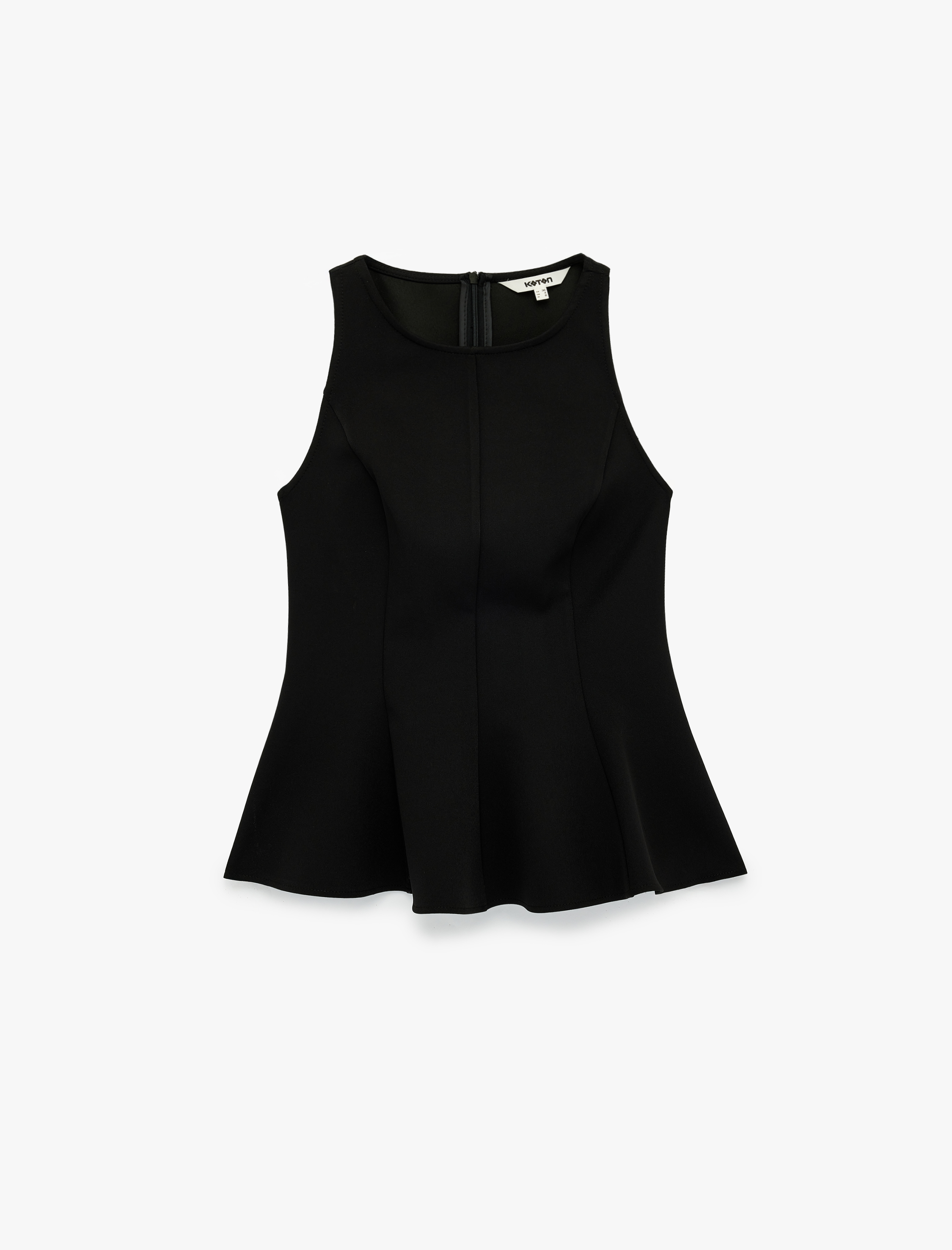   Slim Fit Kolsuz Bisiklet Yaka Peplum Bluz