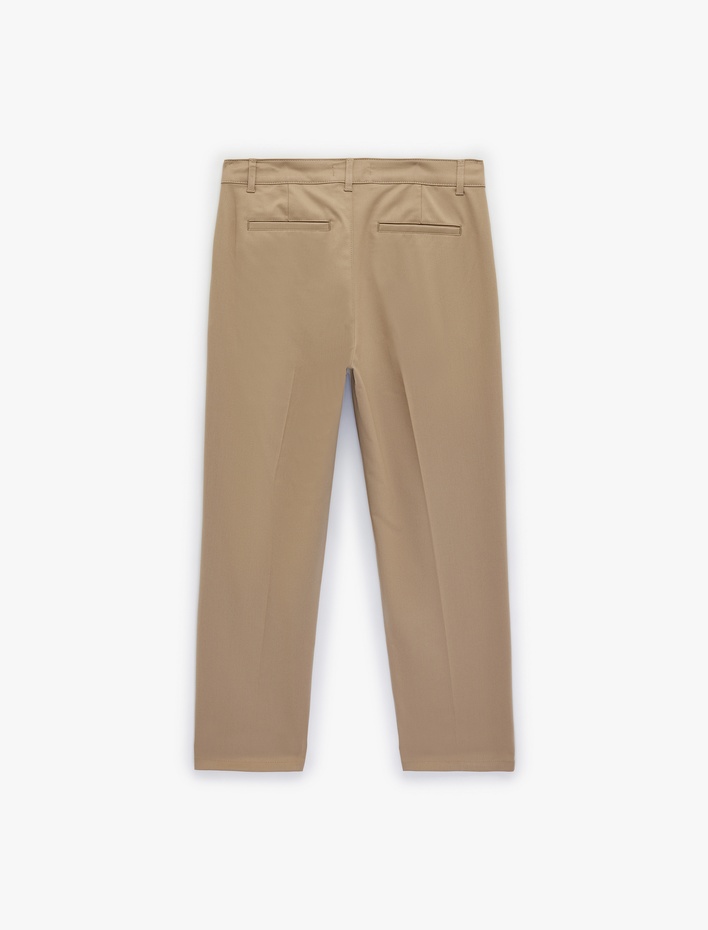  Rahat Kalıp Cepli Viskon Karışımlı Pileli Kumaş Pantolon