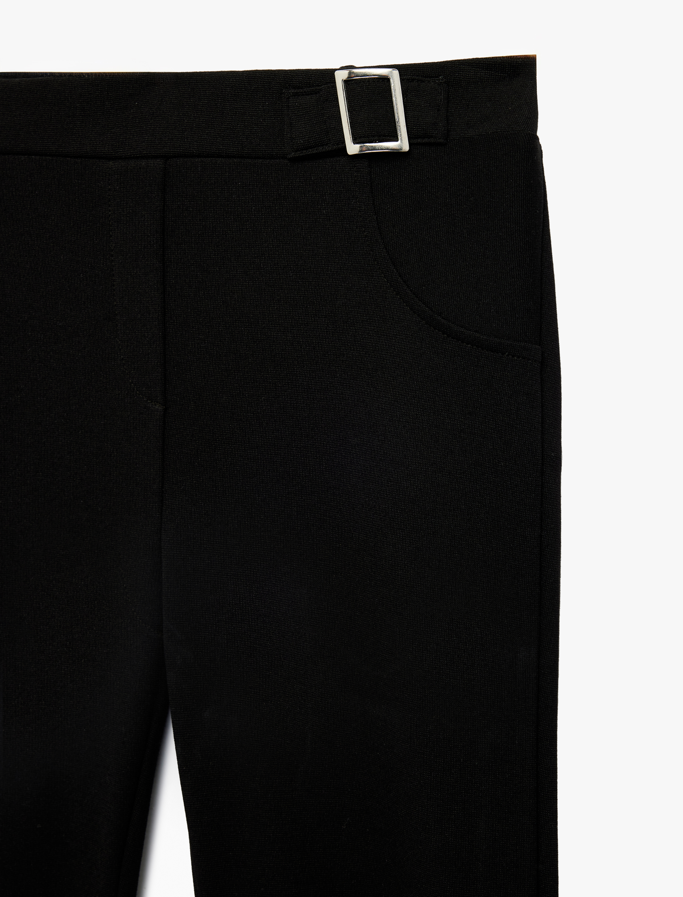  Kız Çocuk Cepli Toka Detaylı İspanyol Paça Pantolon