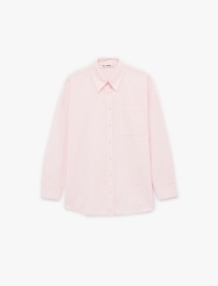 Cep Detaylı Pamuklu Uzun Kollu Klasik Yaka Oversize Gömlek