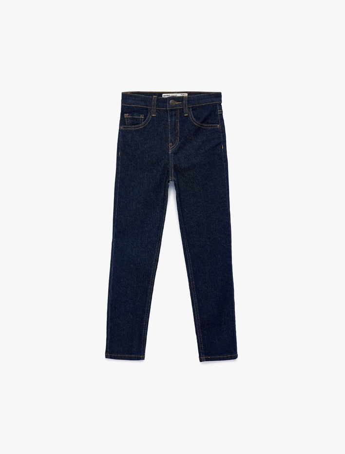 Erkek Çocuk Pamuklu Cepli Slim Fit Denim Pantolon - Slim Jeans