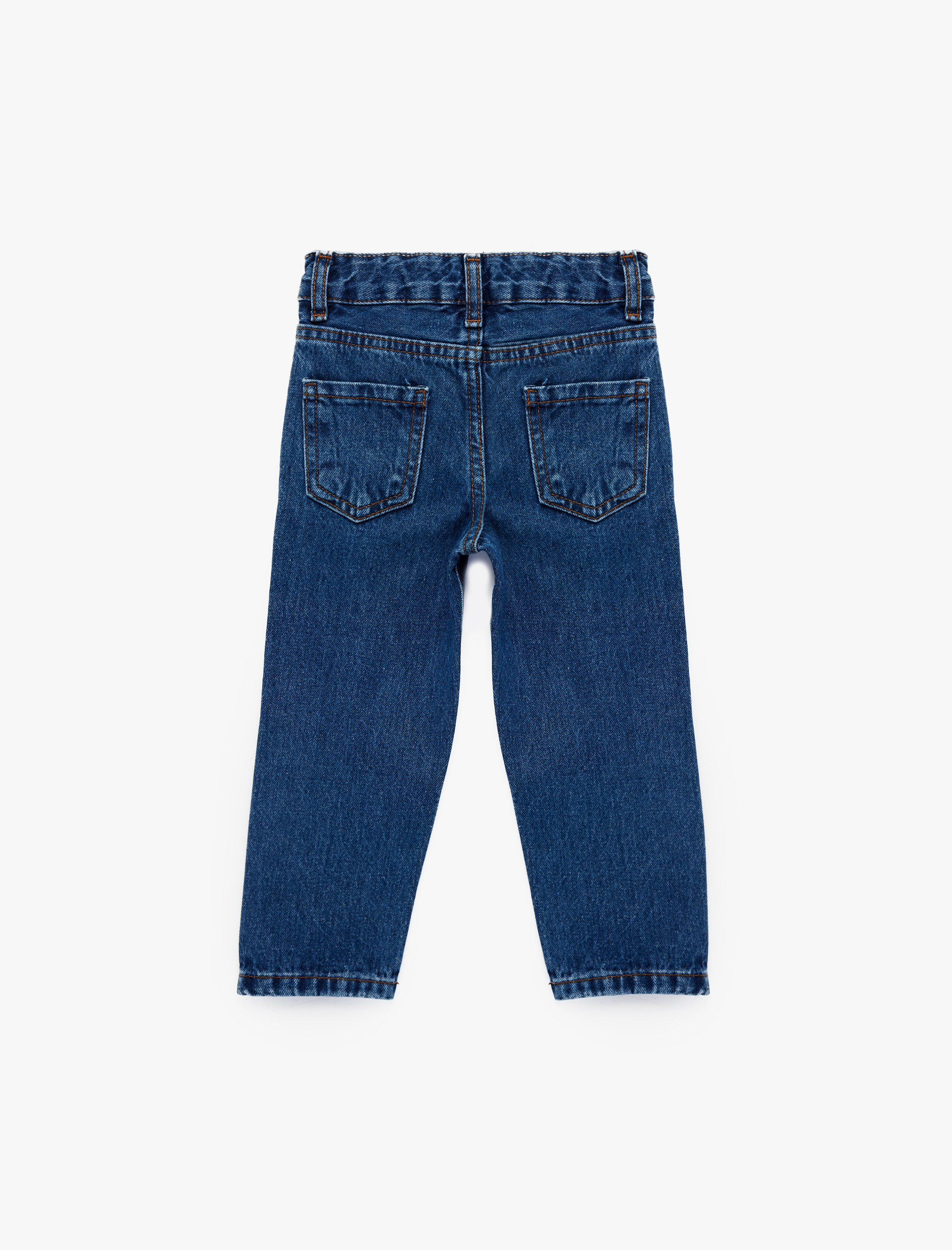  Erkek Bebek Pamuklu Cepli Düğmeli Denim Pantolon