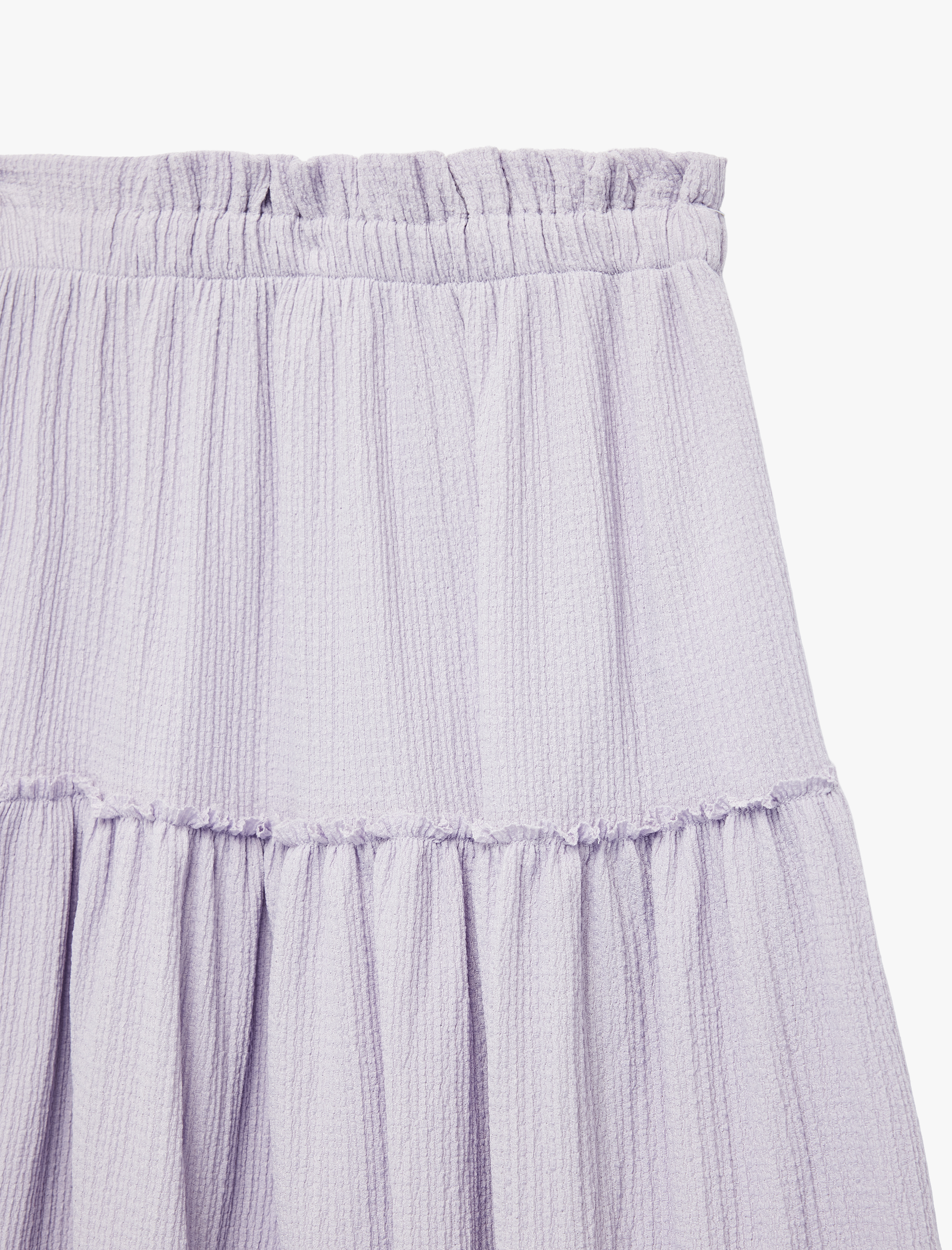  Kız Çocuk Beli Lastikli Kat Kat Detaylı Midi Etek