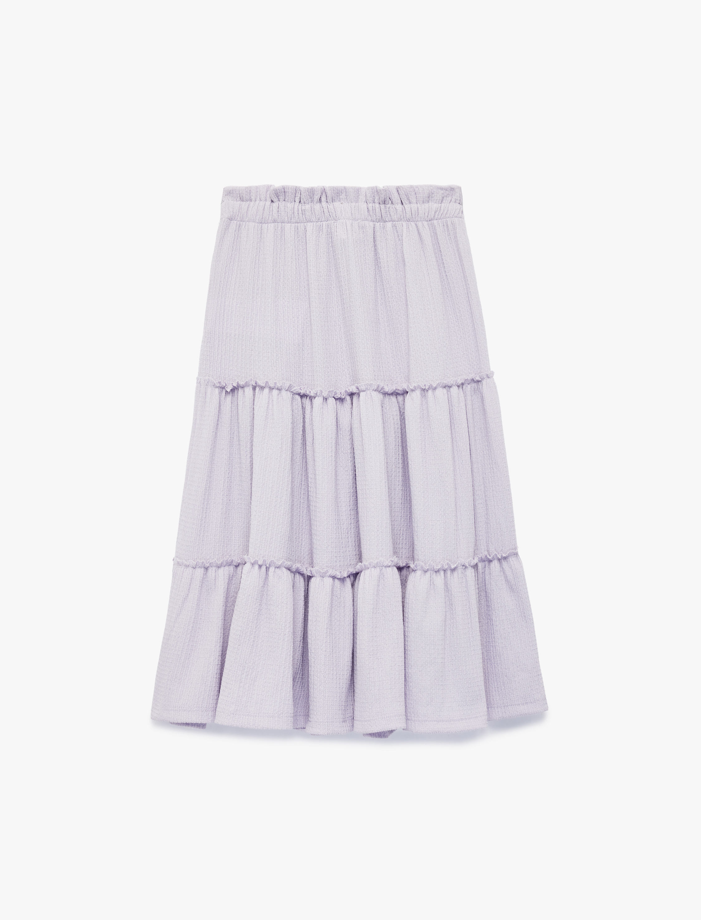  Kız Çocuk Beli Lastikli Kat Kat Detaylı Midi Etek