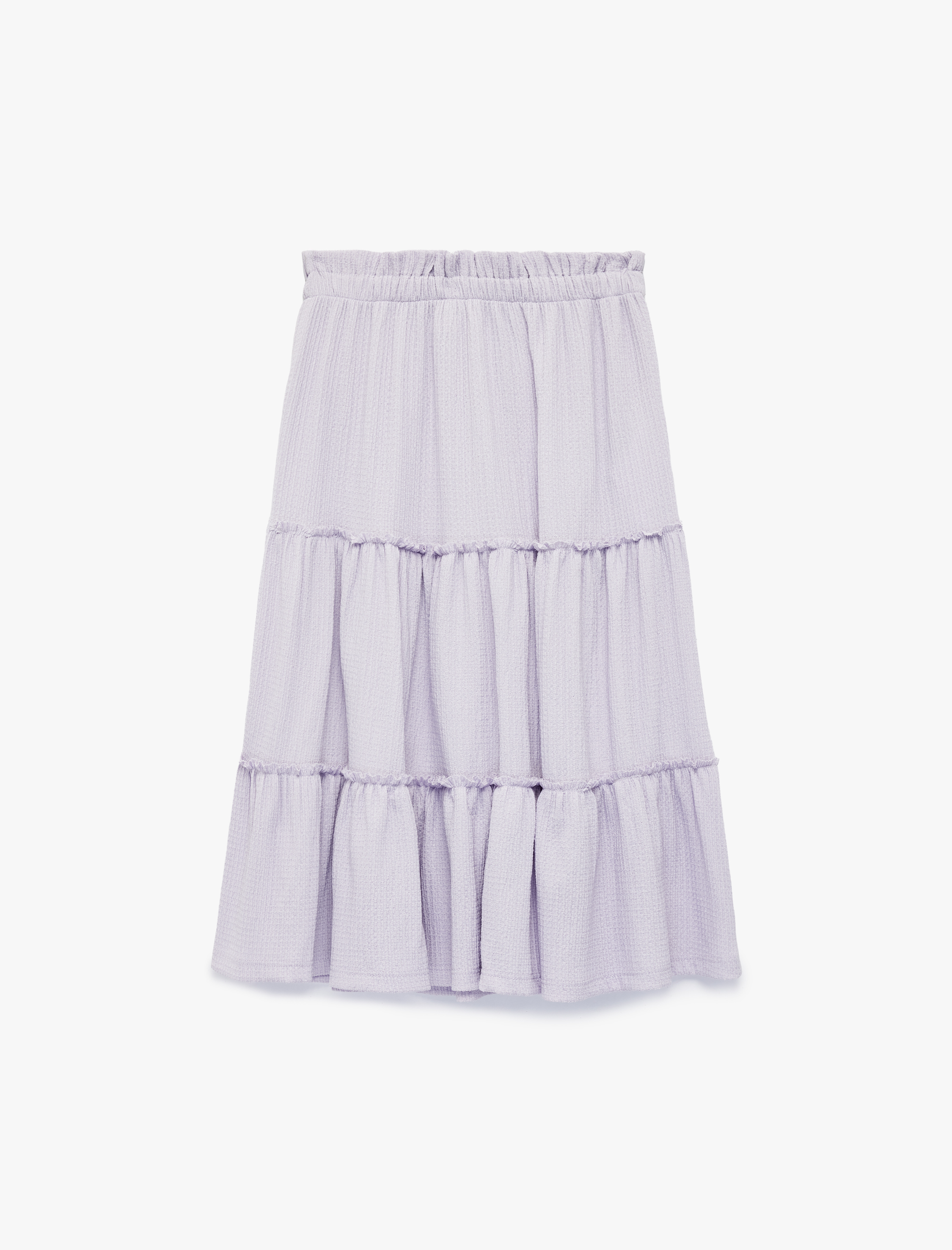  Kız Çocuk Beli Lastikli Kat Kat Detaylı Midi Etek