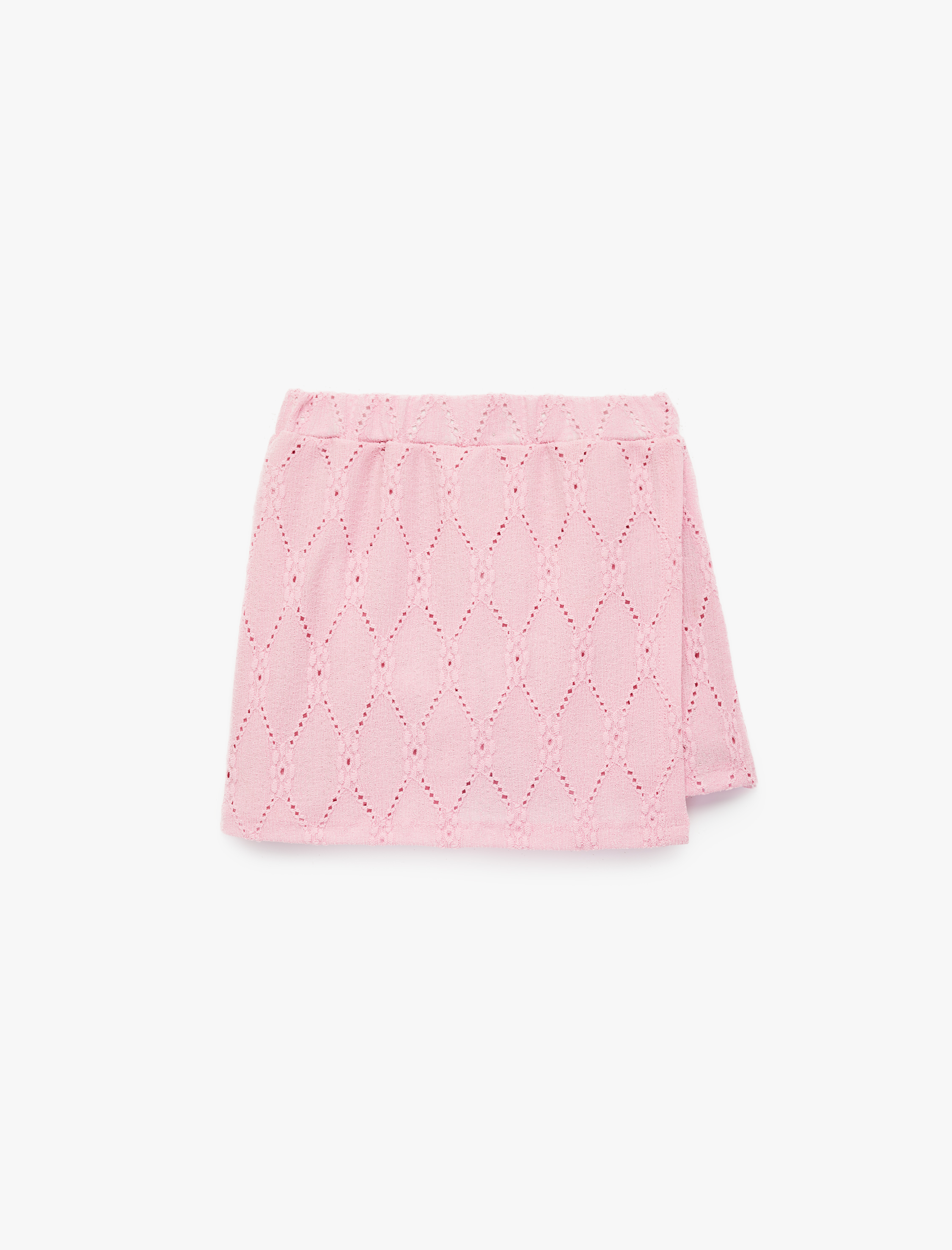  Kız Çocuk Kruvaze Fistolu Brodeli Mini Şort Etek