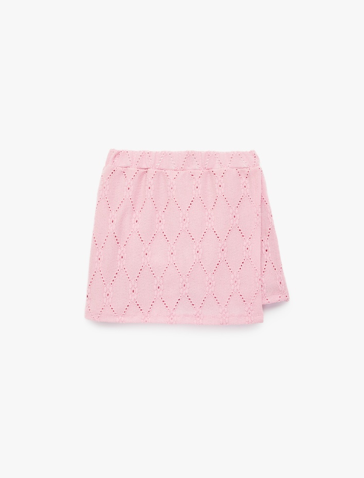 Kız Çocuk Kruvaze Fistolu Brodeli Mini Şort Etek