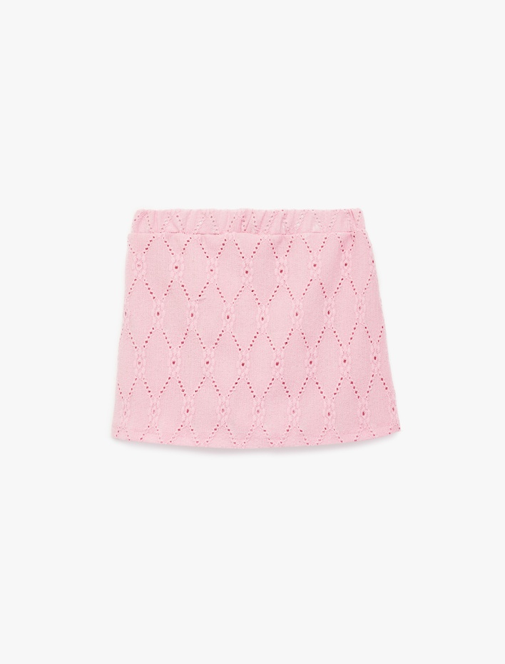 Kız Çocuk Kruvaze Fistolu Brodeli Mini Şort Etek