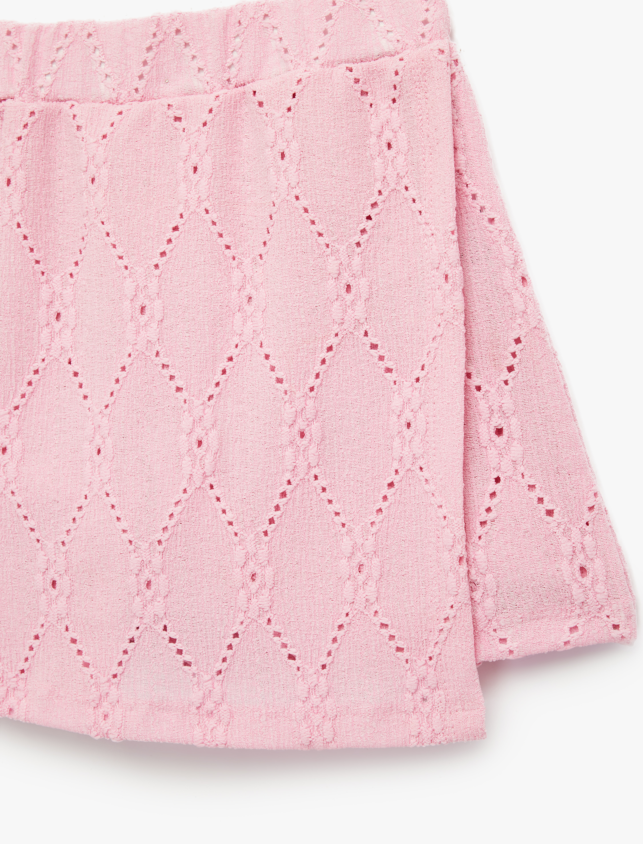  Kız Çocuk Kruvaze Fistolu Brodeli Mini Şort Etek