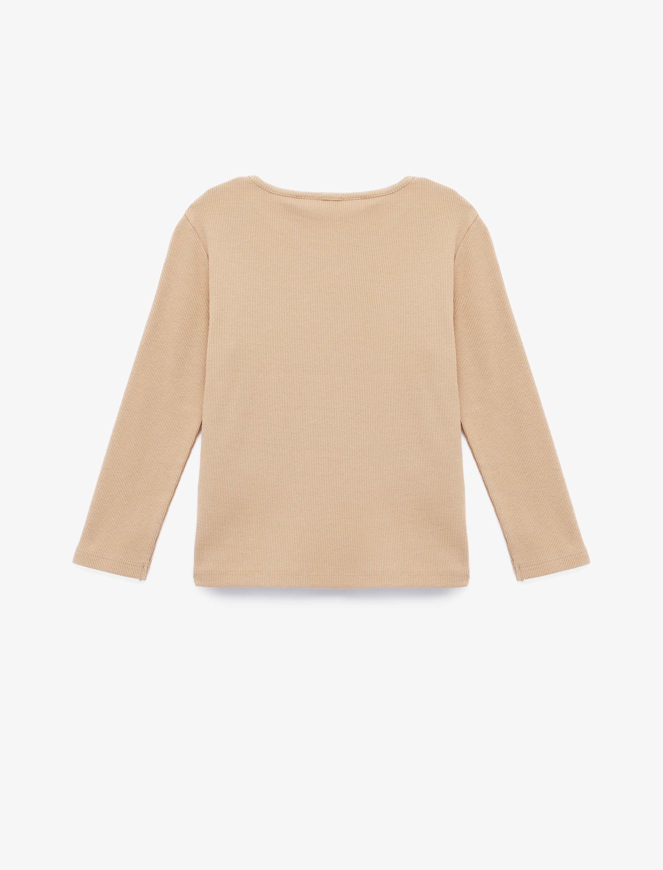  Kız Bebek Uzun Kollu Bisiklet Yaka Ayıcık Nakış Detaylı Pamuklu Tişört