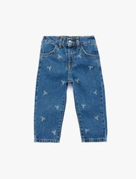 Fiyonk Detaylı Pamuklu Denim Pantolon