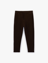 Duble Paça Cepli Beli Bağcıklı Eşofman Altı