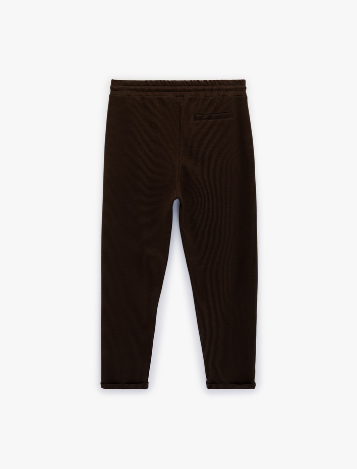  Duble Paça Cepli Beli Bağcıklı Eşofman Altı