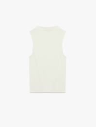 Modal Karışımlı Slim Fit Kolsuz Dik Yaka Bluz