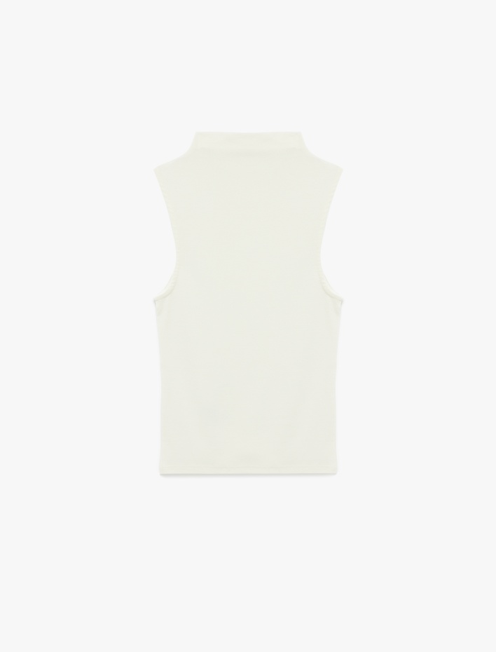  Modal Karışımlı Slim Fit Kolsuz Dik Yaka Bluz