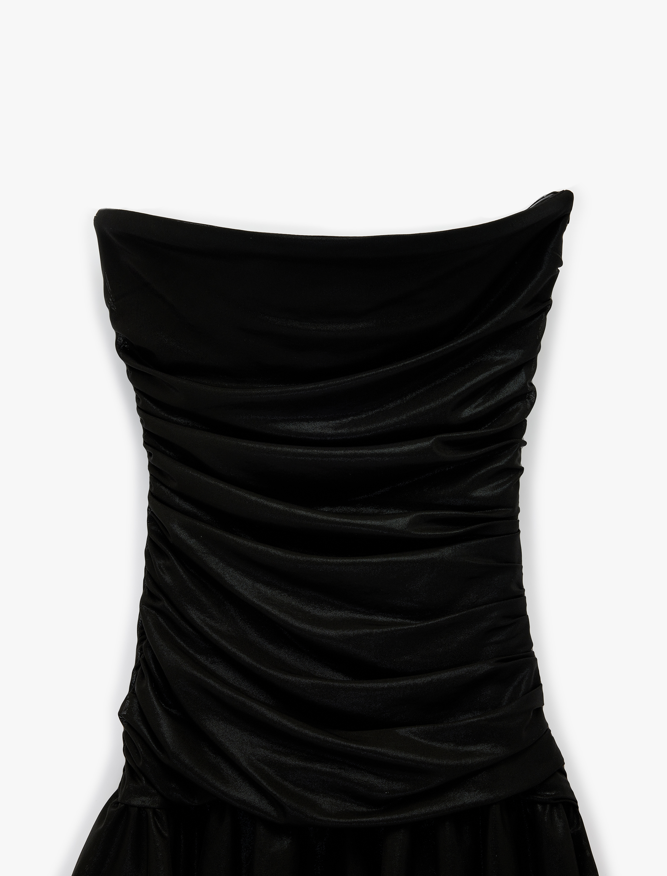   Drapeli Mini Straplez Saten Elbise