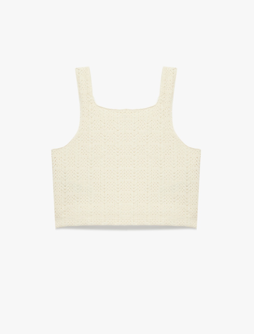 Koton Pamuklu U Yaka Askılı Kroşe Crop Atlet