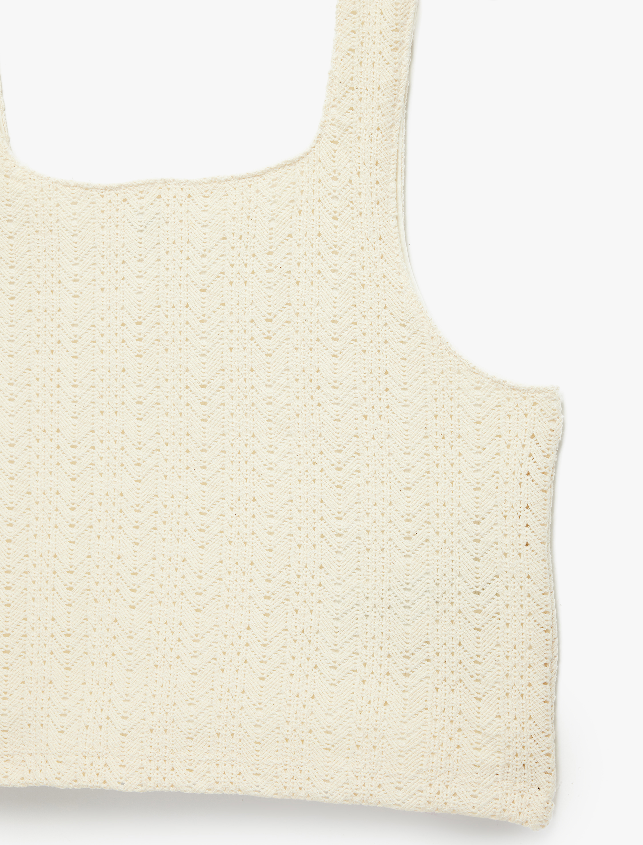  Kız Çocuk Pamuklu U Yaka Askılı Kroşe Crop Atlet