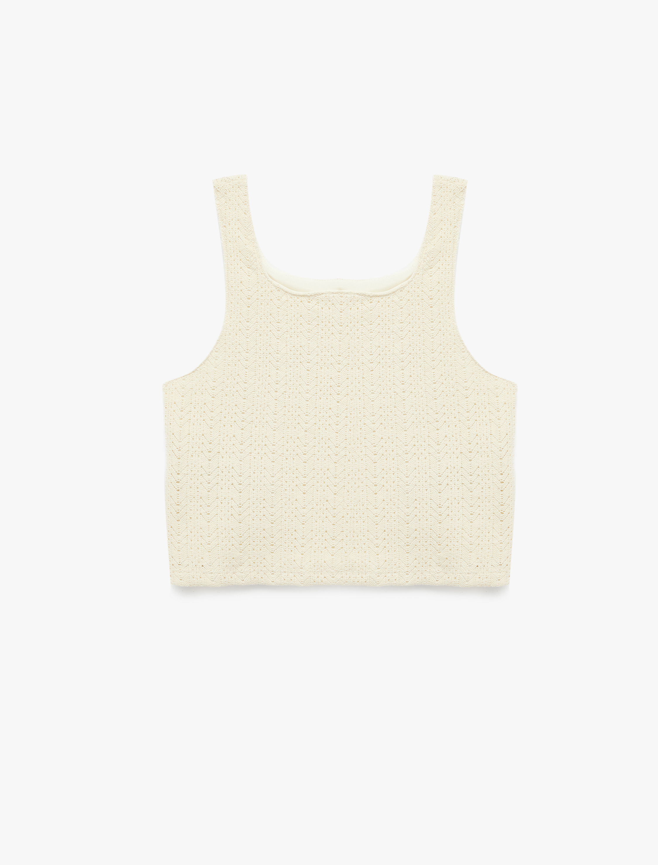  Kız Çocuk Pamuklu U Yaka Askılı Kroşe Crop Atlet