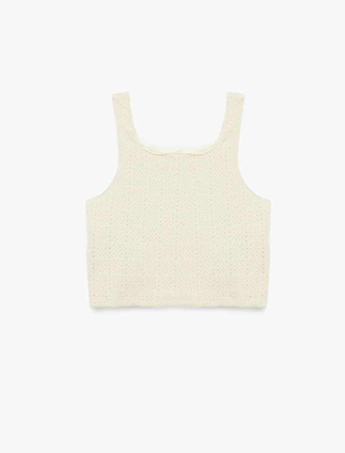 Kız Çocuk Pamuklu U Yaka Askılı Kroşe Crop Atlet