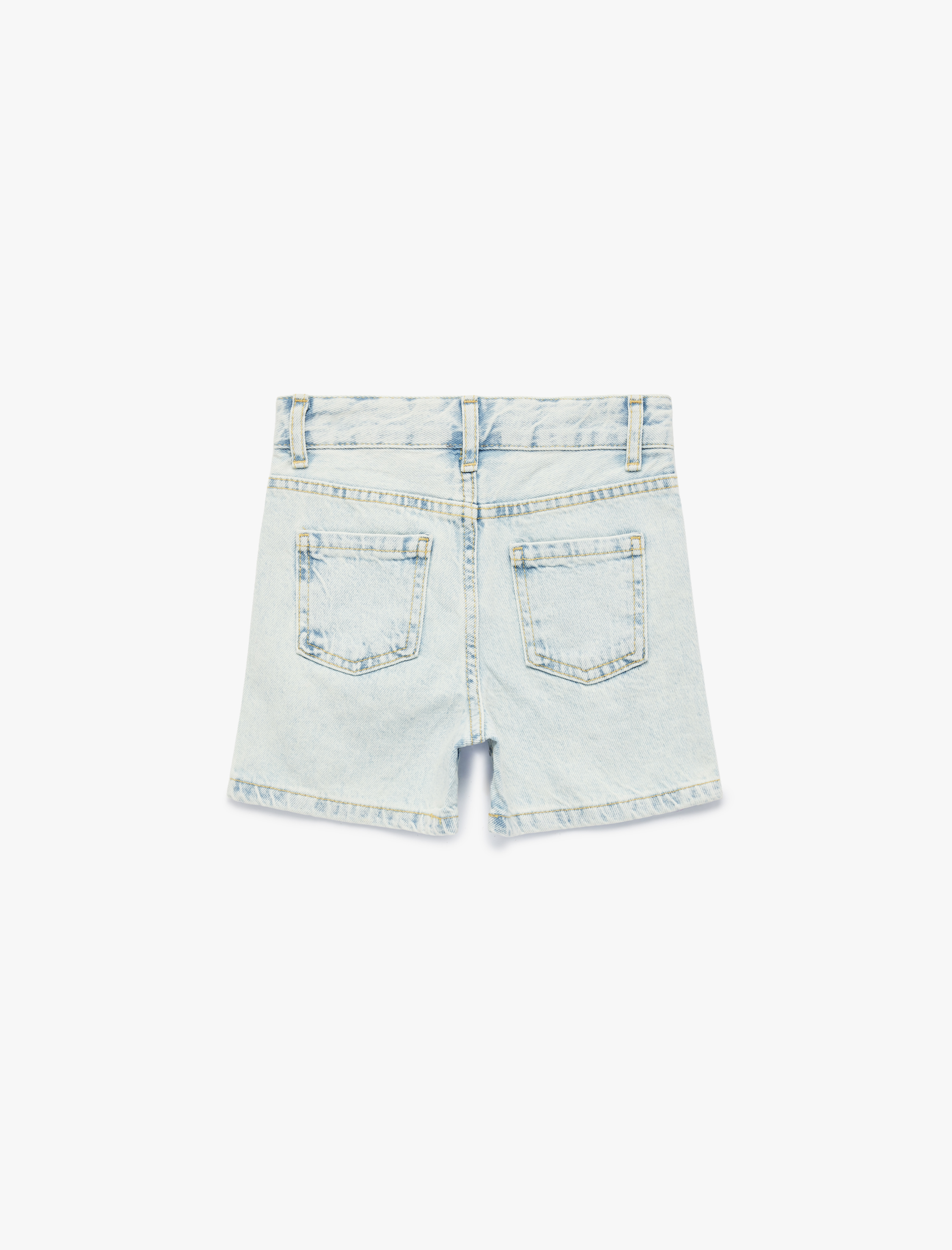  Kız Çocuk Pamuklu Cepli Taş Detaylı Mini Denim Şort