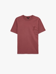 Regular Fit Kısa Kollu Pamuklu Bisiklet Yaka Baskılı Tişört