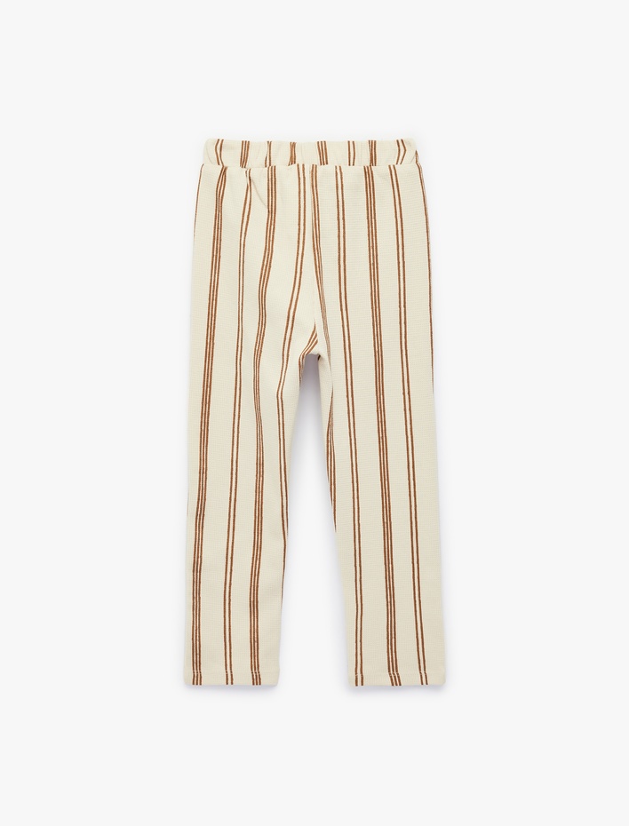 Erkek Bebek Pamuklu Beli Bağlamalı Çizgili Eşofman Altı