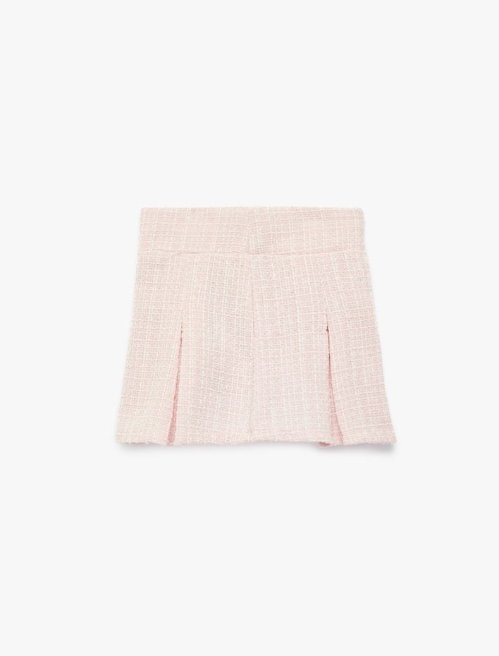 Kız Çocuk Diz Üstü Pile Detaylı Mini Tüvit Etek