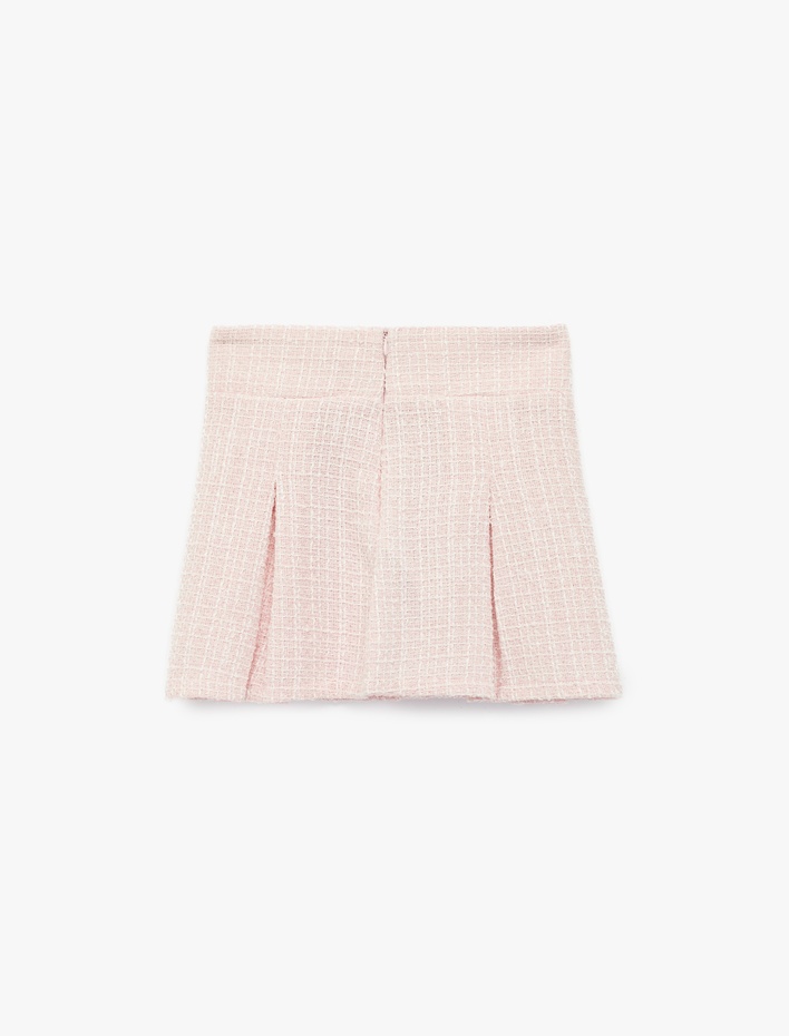 Kız Çocuk Diz Üstü Pile Detaylı Mini Tüvit Etek