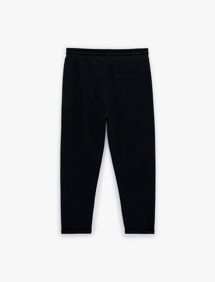  Duble Paça Cepli Beli Bağcıklı Eşofman Altı