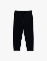 Duble Paça Cepli Beli Bağcıklı Eşofman Altı