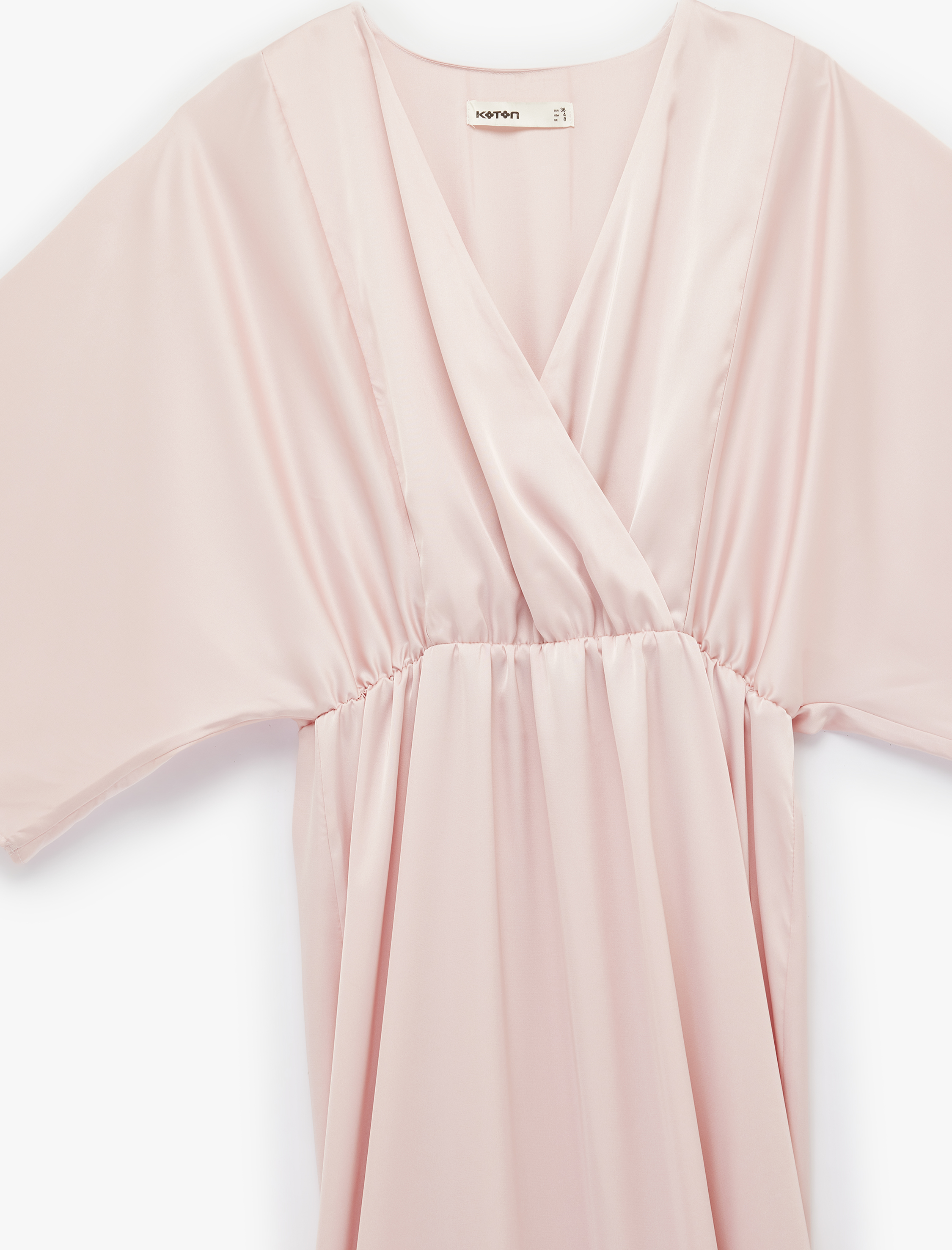   Aerobin Kumaş Bol Kalıp 3/4 Kol Uzun Kruvaze Elbise