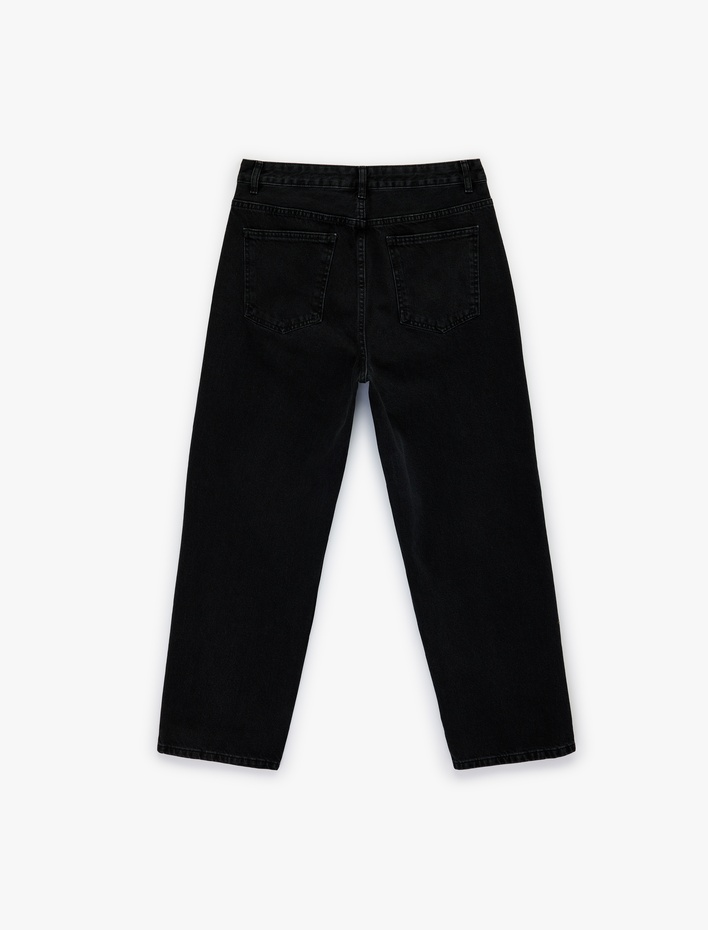  Normal Bel Bol Kalıp Pamuklu Baggy Jean Pantolon