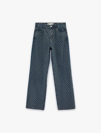 Cepli Uzun Düz Paça Taşlı Jean Pantolon - Straight Fit 90's Jeans