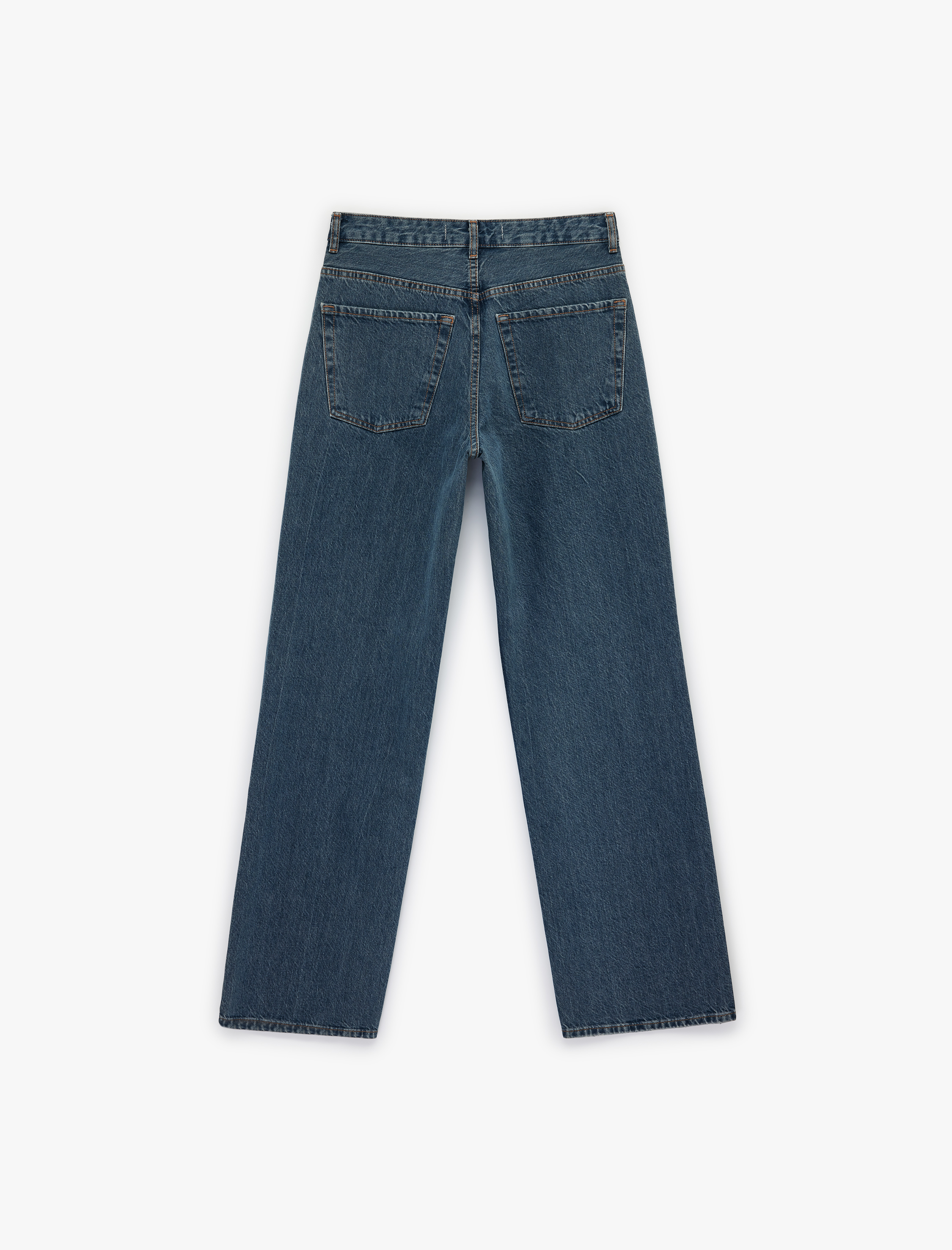   Cepli Uzun Düz Paça Taşlı Jean Pantolon - Straight Fit 90's Jeans