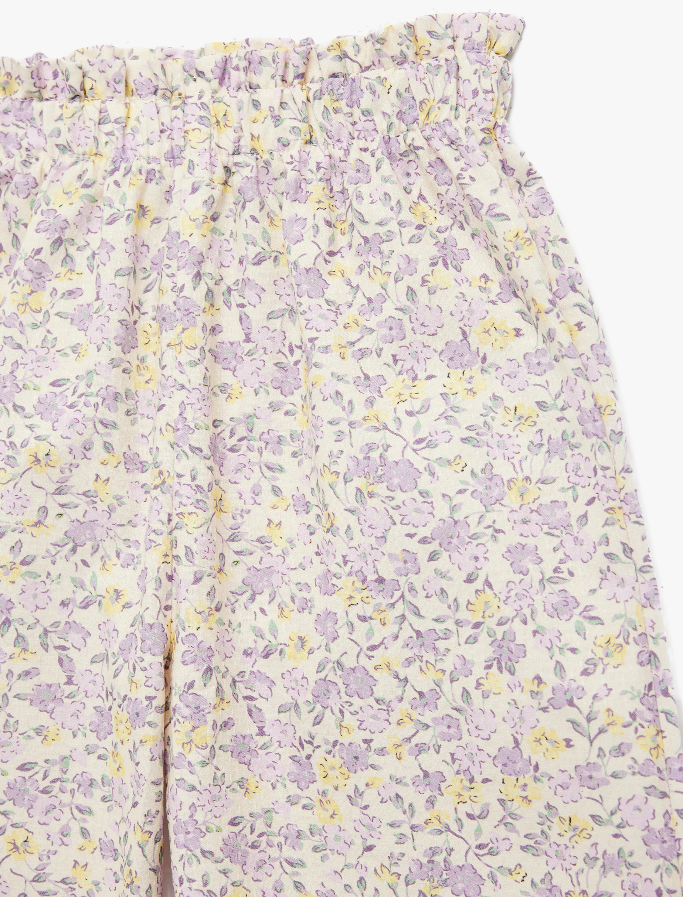  Kız Bebek Pamuklu Beli Lastikli Çiçekli Geniş Paça Oversize Pantolon