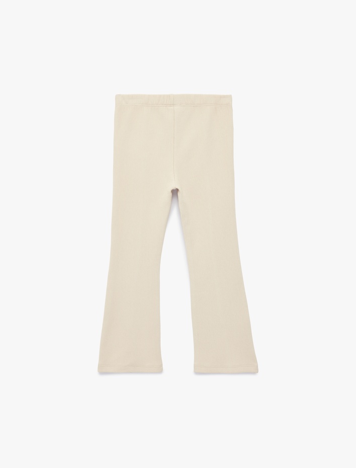 Kız Bebek Pamuklu Dikiş Detaylı İspanyol Paça Tayt