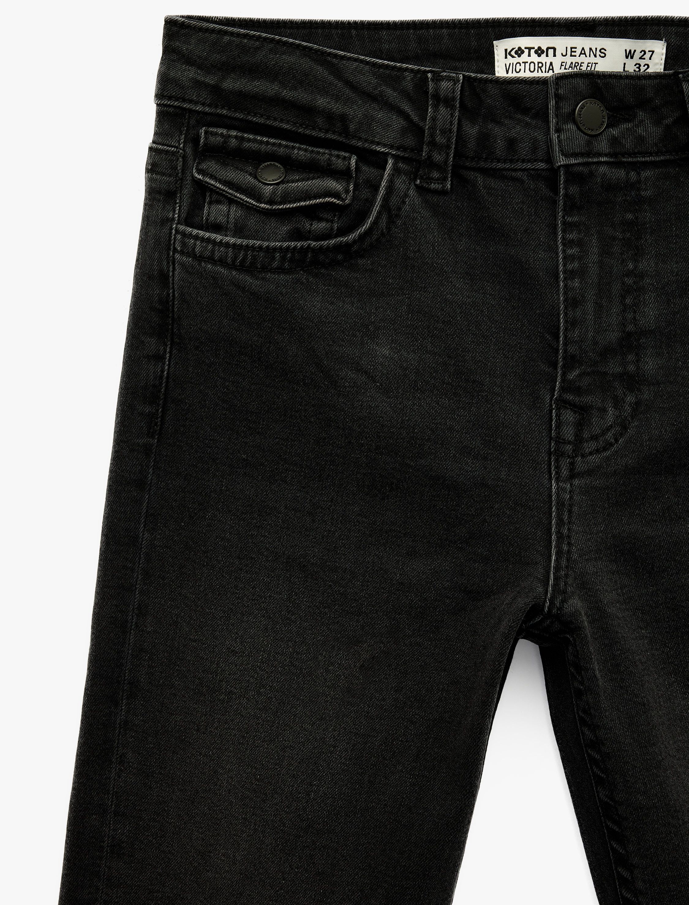   Cepli Yüksek Bel İspanyol Paça Jean Pantolon - Flare Jeans